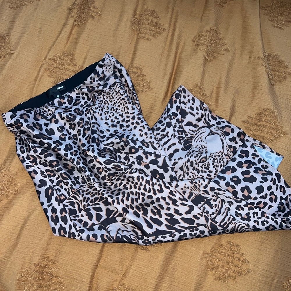 Leopard satin midi skirt